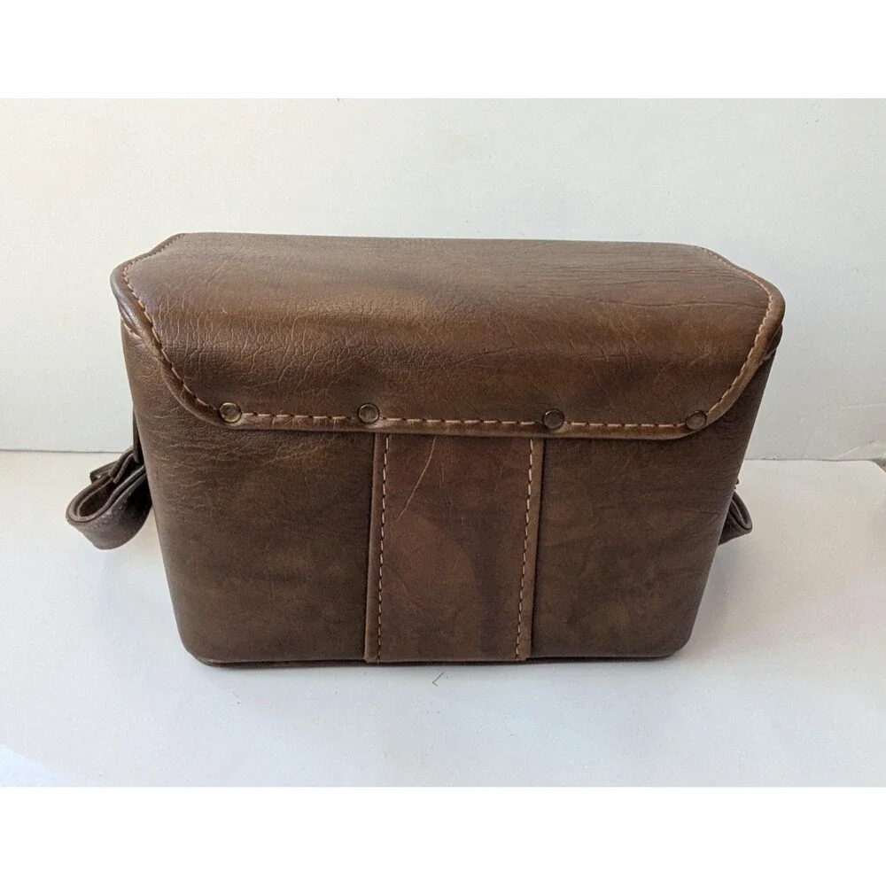 Vintage Brown Vinyl Hard Video Camera Case with Strap 10